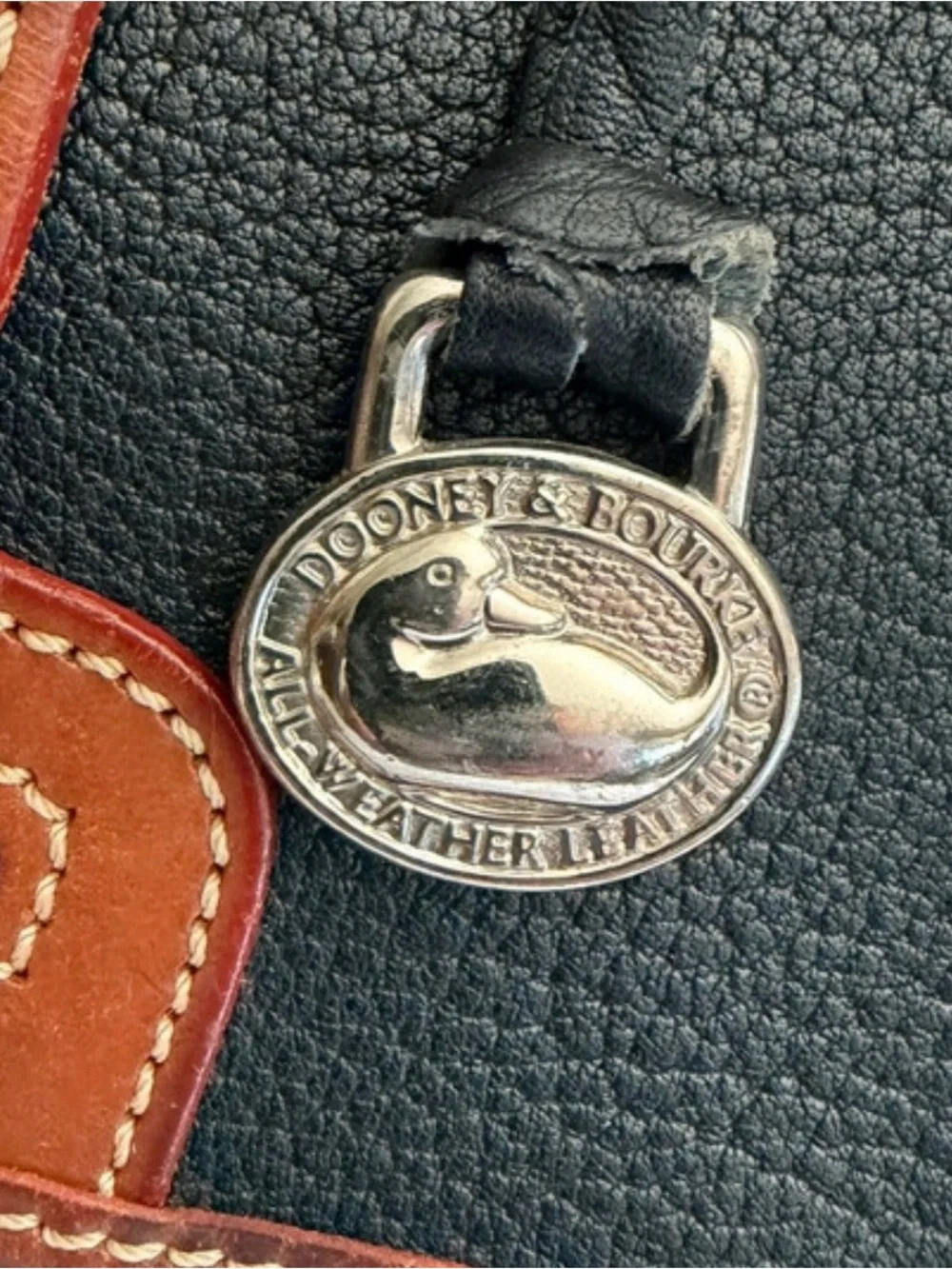 Vintage Dooney & Bourke All-Weather Leather Backpack Blk/British Tan Crossbody